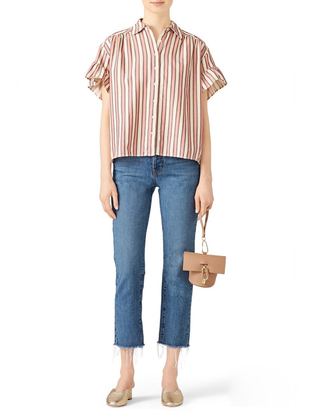 The Great The Flounce Sleeve Cotton Top Size 2